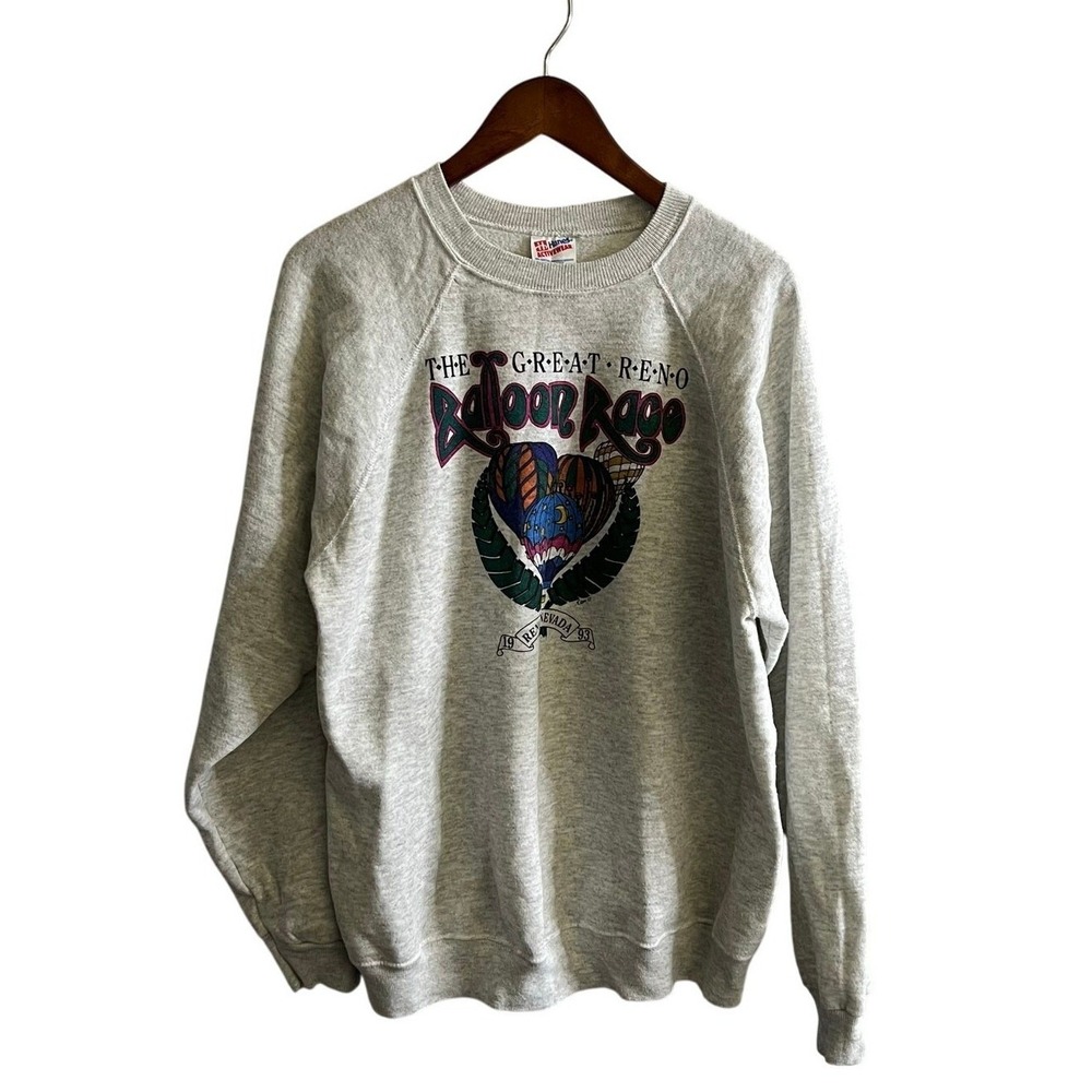 Hanes Sweatshirt Mens XL 1993 Great Reno Balloon Race Vintage Graphic Raglan